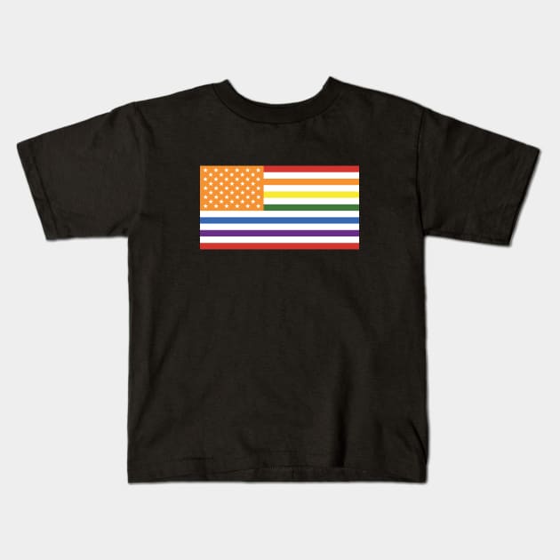 LGBTQ+ PRIDE US FLAG - AMERICAN FLAG IN THE PRIDE RAINBOW FLAG COLOURS Kids T-Shirt by CliffordHayes